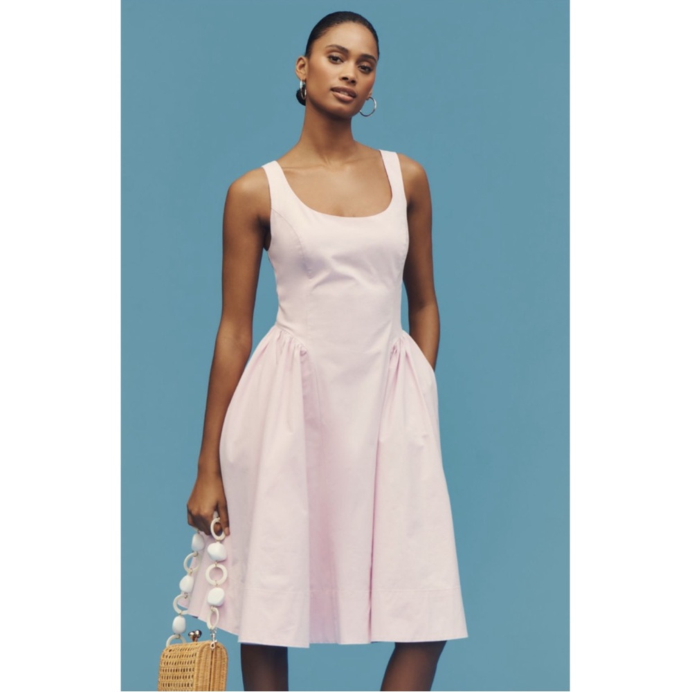 Anthropologie Sleeveless Scoop Neck Basque Waist Midi Dress New With Tags